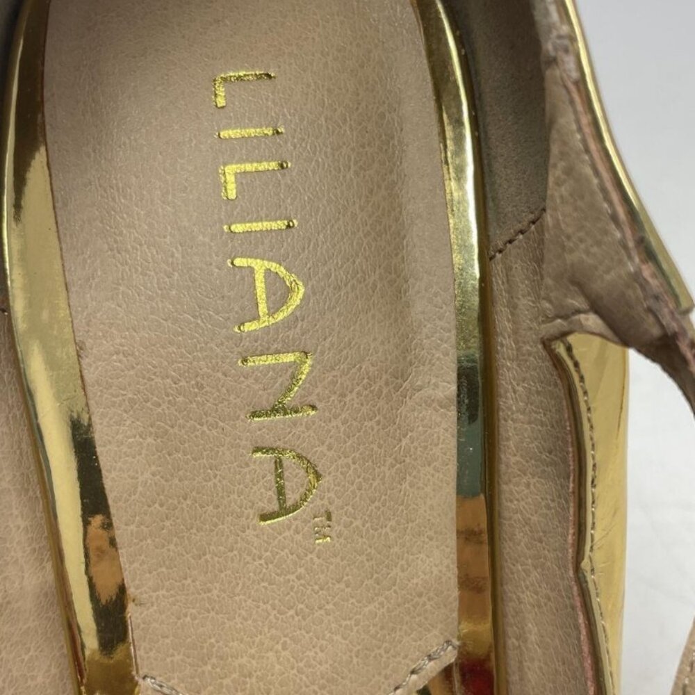 Liliana Women’s Golden Tone Pointed Toe Slip-On Block Pump Heels – Size 8.5 - Picture 2 of 6